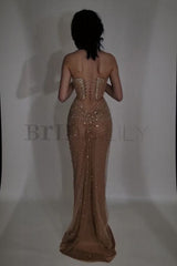 Luxurious Mermaid Crystal Beaded Embroidered Corset Prom Dress