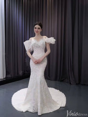 Luxury Beaded Lace Mermaid Wedding Dresses Removable Ruffle Skirt Bridal Gown 241016