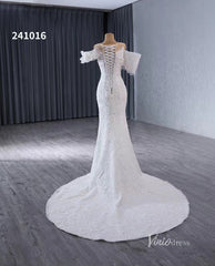 Luxury Beaded Lace Mermaid Wedding Dresses Removable Ruffle Skirt Bridal Gown 241016