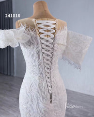 Luxury Beaded Lace Mermaid Wedding Dresses Removable Ruffle Skirt Bridal Gown 241016