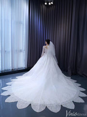 Luxury Beaded Lace Wedding Dresses Long Sleeve Bridal Gown Cathedral Train 231059