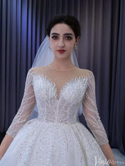 Luxury Beaded Lace Wedding Dresses Long Sleeve Bridal Gown Cathedral Train 231059