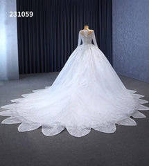 Luxury Beaded Lace Wedding Dresses Long Sleeve Bridal Gown Cathedral Train 231059