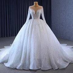 Luxury Beaded Lace Wedding Dresses Long Sleeve Bridal Gown Cathedral Train 231059