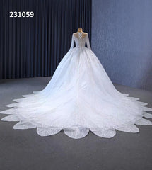 Luxury Beaded Lace Wedding Dresses Long Sleeve Bridal Gown Cathedral Train 231059