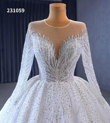 Luxury Beaded Lace Wedding Dresses Long Sleeve Bridal Gown Cathedral Train 231059