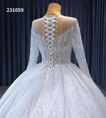 Luxury Beaded Lace Wedding Dresses Long Sleeve Bridal Gown Cathedral Train 231059