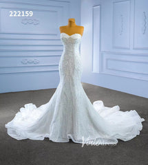 Luxury Beaded Mermaid Wedding Dresses Removable Long Sleeves 222159
