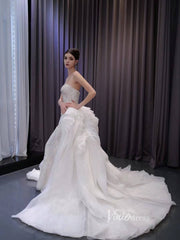 Luxury Beaded Mermaid Wedding Dresses with Ruffle Overskirt Train 222233