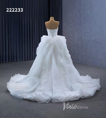 Luxury Beaded Mermaid Wedding Dresses with Ruffle Overskirt Train 222233