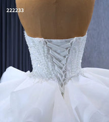 Luxury Beaded Mermaid Wedding Dresses with Ruffle Overskirt Train 222233
