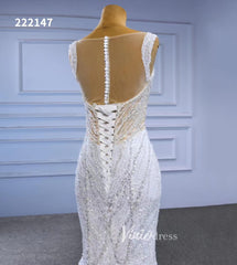 Luxury Beaded Mermaid White Wedding Dresses 222147
