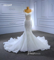Luxury Beaded Mermaid White Wedding Dresses 222147