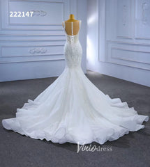Luxury Beaded Mermaid White Wedding Dresses 222147