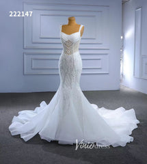 Luxury Beaded Mermaid White Wedding Dresses 222147