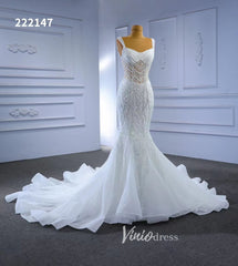 Luxury Beaded Mermaid White Wedding Dresses 222147
