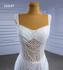 Luxury Beaded Mermaid White Wedding Dresses 222147