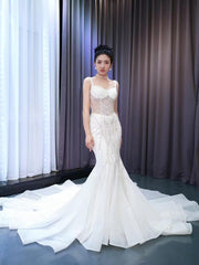 Luxury Beaded Mermaid White Wedding Dresses 222147