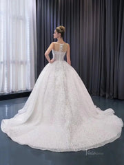 Luxury Beaded Wedding Dresses Sheer Sparkly Ball Gown Quince Dress 241078