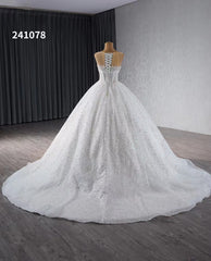 Luxury Beaded Wedding Dresses Sheer Sparkly Ball Gown Quince Dress 241078