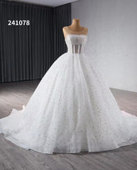 Luxury Beaded Wedding Dresses Sheer Sparkly Ball Gown Quince Dress 241078