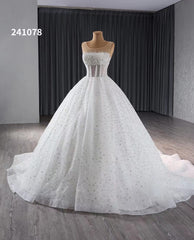 Luxury Beaded Wedding Dresses Sheer Sparkly Ball Gown Quince Dress 241078