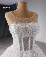Luxury Beaded Wedding Dresses Sheer Sparkly Ball Gown Quince Dress 241078