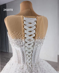 Luxury Beaded Wedding Dresses Sheer Sparkly Ball Gown Quince Dress 241078