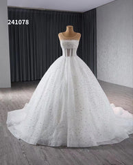 Luxury Beaded Wedding Dresses Sheer Sparkly Ball Gown Quince Dress 241078