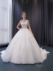 Luxury Beaded Wedding Dresses Sheer Sparkly Ball Gown Quince Dress 241078