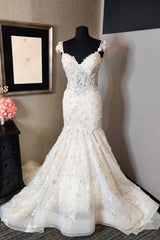 Luxe zeemeermin lieverd kanten backless trouwjurk