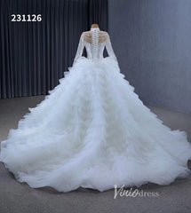 Luxury Ruffle Ball Gown Wedding Dresses Plus Size Long Sleeve 231126