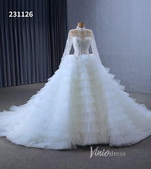 Luxury Ruffle Ball Gown Wedding Dresses Plus Size Long Sleeve 231126