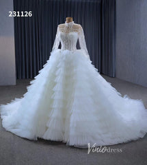 Luxury Ruffle Ball Gown Wedding Dresses Plus Size Long Sleeve 231126