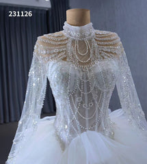 Luxury Ruffle Ball Gown Wedding Dresses Plus Size Long Sleeve 231126
