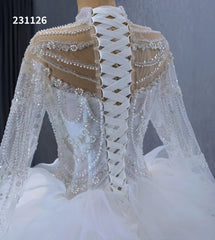 Luxury Ruffle Ball Gown Wedding Dresses Plus Size Long Sleeve 231126