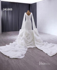 Luxury Ruffled Mermaid Wedding Dresses Extra Long Sleeve Bridal Gown Corset Back 241005