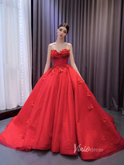 Luxury Sparkly Red Wedding Gowns 3D Flower Quince Dresses, Removable Sleeves 231135