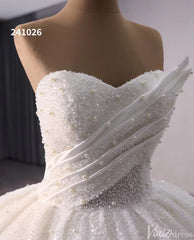 Luxury Strapless Beaded Wedding Gown Sparkly Ivory Bridal Dress 241026