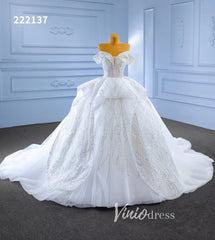Luxury White Dubai Ball Gown Wedding Dresses Off the Shoulder 222137
