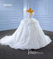 Luxury White Dubai Ball Gown Wedding Dresses Off the Shoulder 222137