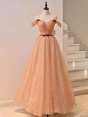 Cute Tulle Floor Length Prom Dress, Off the Shoulder Evening Party Dress