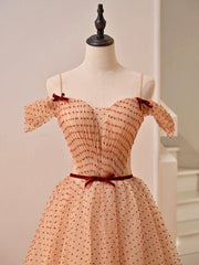 Cute Tulle Floor Length Prom Dress, Off the Shoulder Evening Party Dress