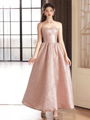 Cute Satin Tea Length Prom Dress, Off the Shoulder Pink A-Line Party Dress