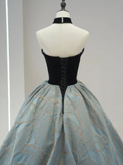 Beautiful Strapless Jacquard Floor Length Prom Dresses, A-Line Sweetheart Neck Formal Dresses