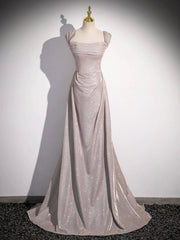 Simple Sequins Ruffle Long Evening Dresses, Off the Shoulder Formal Party Dresses