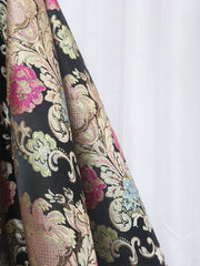 Black Floral Floor Length Prom Dress, A-Line Black Evening Dress HZ1024