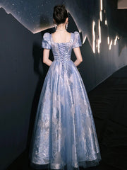 Blue Tulle Long Prom Dress, Beautiful A-Line Evening Party Dress