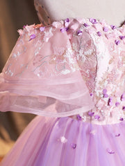 Purple Tulle Sequins Long Prom Dress, A-Line Off the Shoulder Evening Party Dress