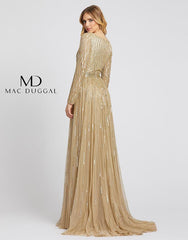 Mac Duggal Long Sleeve Sequins A Line Evening Dress Sale
